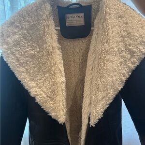 We The Free Black and Cream Teddy Jacket with Sherpa Collar